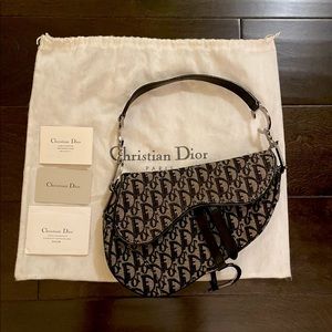 AUTHENTIC Vintage Christian Dior Monogram Saddle Bag in Black